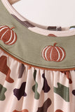 Camouflage Pumpkin Embroidery Ruffle Shorts Set