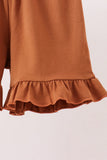 Camouflage Pumpkin Embroidery Ruffle Shorts Set