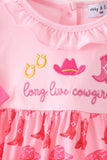 Pink Cowgirl Boots Embroidery Bubble