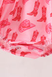 Pink Cowgirl Boots Embroidery Bubble