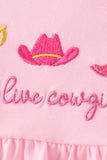 Pink Cowgirl Boots Embroidery Bloomer Set
