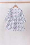 Blue Floral Ruffle Dress