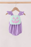 Purple Jack-O-Lantern Applique Ruffle Bubble