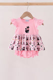 Pink Cat Embroidery Ruffle Bubble