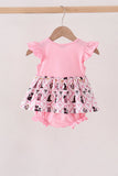 Pink Cat Embroidery Ruffle Bubble