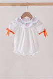 Orange Pumpkin Bow Embroidery Bubble