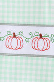 Green Pumpkin Embroidery Gingham Jon Jon