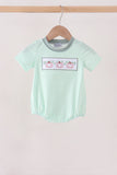 Green Pumpkin Embroidery Gingham Bubble