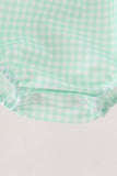 Green Pumpkin Embroidery Gingham Bubble
