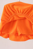 Orange Pumpkin Bow Embroidery Ruffle Skorts Set