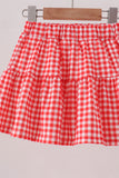 White Cheerleader Embroidery Gingham Skorts Set