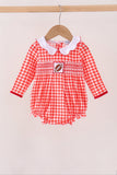Red Football Smocked Gingham Bubble