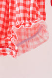 Red Football Smocked Gingham Bubble