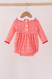 Red Football Smocked Gingham Bubble