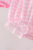 Pink Football Smocked Gingham Bubble