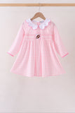 Pink Football Smocked Gingham Dress