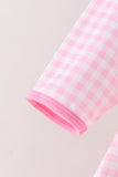 Pink Football Smocked Gingham Dress