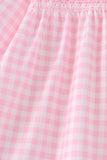 Pink Football Smocked Gingham Dress