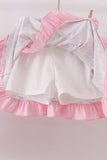 Pink Piggy Applique Ruffle Skorts Set