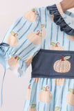 Blue Pumpkin Embroidery Ruffle Bubble