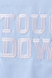 Blue Touchdown Embroidery Football Shorts Set