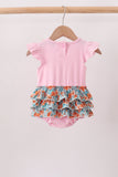 Pink Jack-O-Lantern Applique Ruffle Bubble