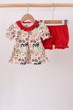Maroon Farmland Ruffle Bloomer Set