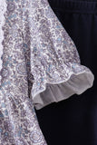 Navy Floral Bow Smocked Pants Set