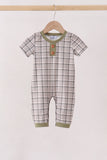 Oat Olive Plaid Romper