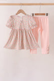 Floral Smocked Lace Pants Set