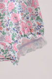 Blue Floral Smocked Ruffle Bubble