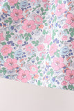 Blue Floral Smocked Ruffle Pants Set