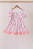 Purple Ghost Smocked Ruffle Dress