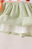 Green Pumpkin Smocked Ruffle Shorts Set