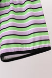 Black witch embroidery stripe shorts set