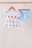 Blue Pumpkin Embroidery Ruffle Bloomer Set