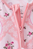 Pink Floral Bamboo Zipper Romper