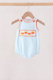 Blue Gingham Candy Corn Embroidery Bubble