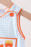 Blue Gingham Candy Corn Embroidery Bubble
