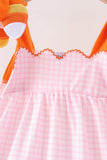 Pink Gingham Candy Corn Ruffle Shorts Set