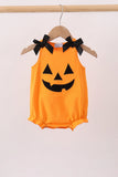Orange Jack-O-Lantern  Applique Bow Bubble