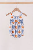 Blue Pumpkin Bow Bamboo Bubble