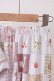 Pink Goose Bow Checkered Bamboo Pajama Set
