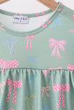 Sage Bow Ruffle Dress