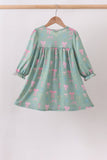 Sage Bow Ruffle Dress