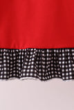 Red Georgia Embroidery Ruffle Dress