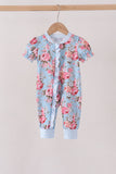 Blue rose floral ruffle romper