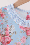 Blue rose floral ruffle dress