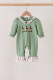 Green duck guack guack embroidery ruffle romper