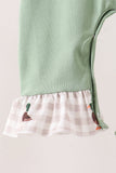 Green duck guack guack embroidery ruffle romper